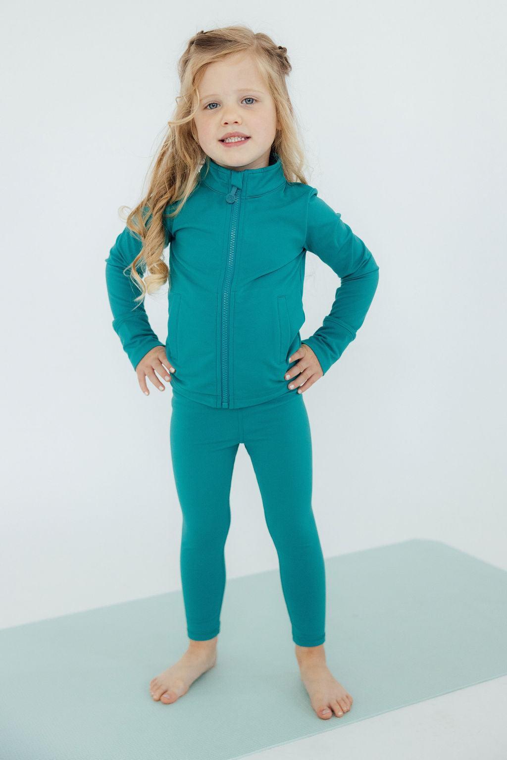 Turbo Teal Full-Zip Ruffle Active Jacket-Mila & Rose ®