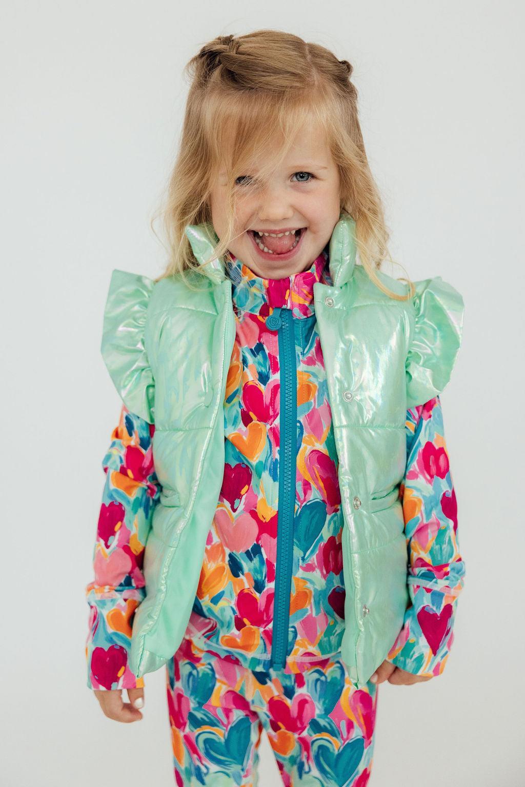 Mint Iridescent Puffer Vest-Mila & Rose ®
