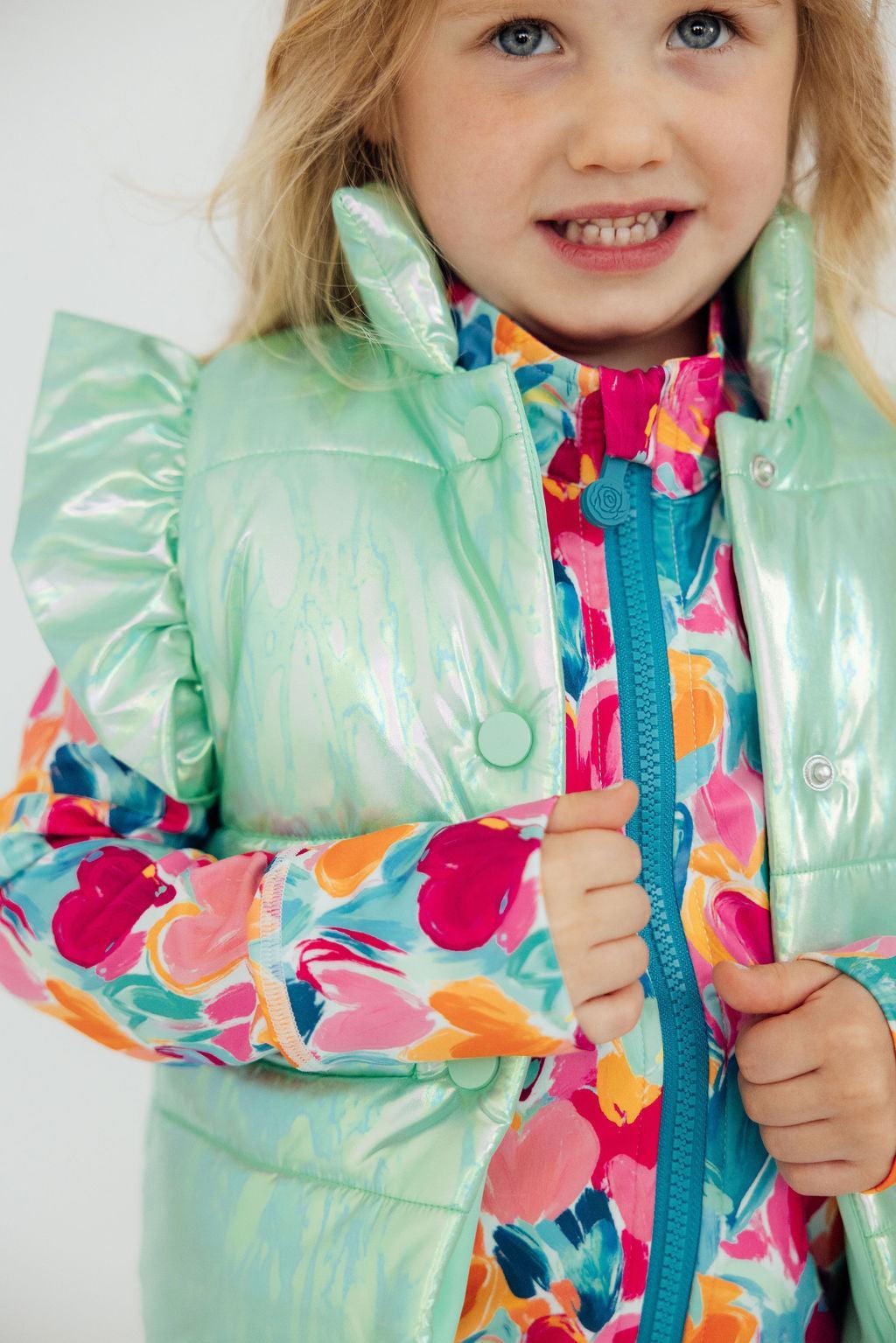Mint Iridescent Puffer Vest-Mila & Rose ®