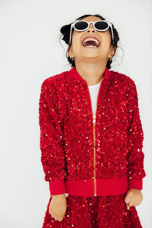 Red Velvet Sequin Jacket-Mila & Rose ®