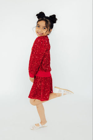 Red Velvet Sequin Twirl Skort-Mila & Rose ®