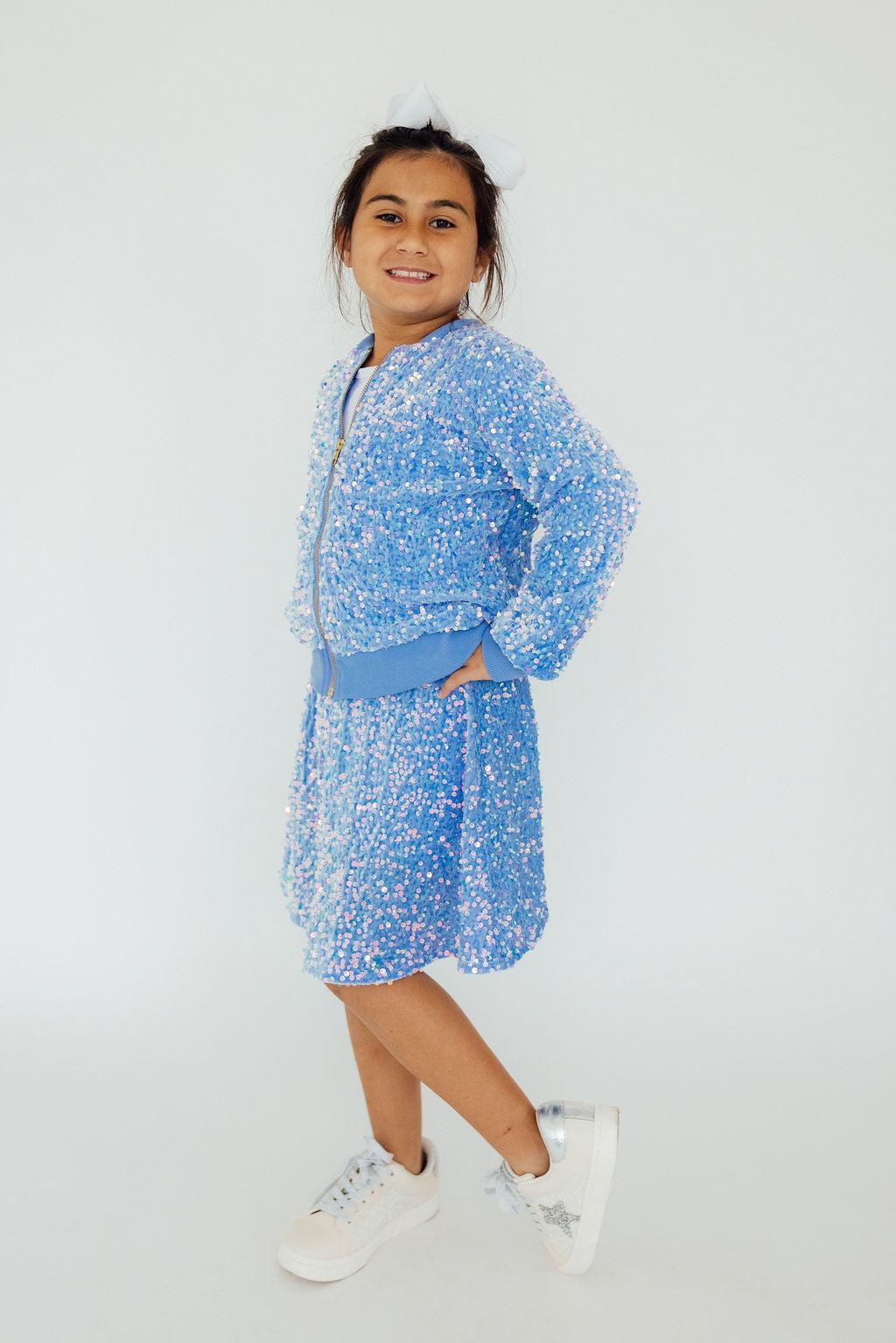 Light Blue Velvet Sequin Jacket-Mila & Rose ®