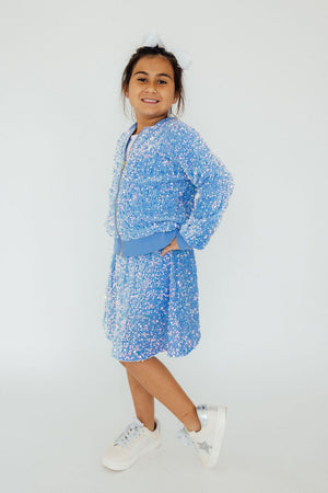 Light Blue Velvet Sequin Jacket-Mila & Rose ®