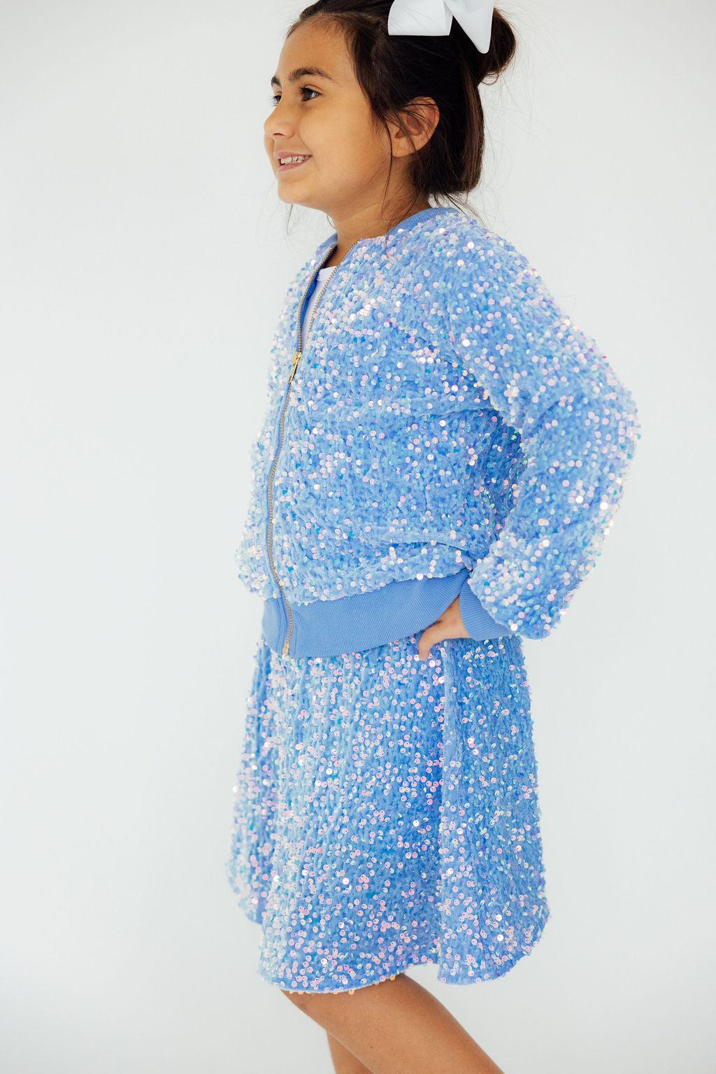 Light Blue Velvet Sequin Jacket-Mila & Rose ®