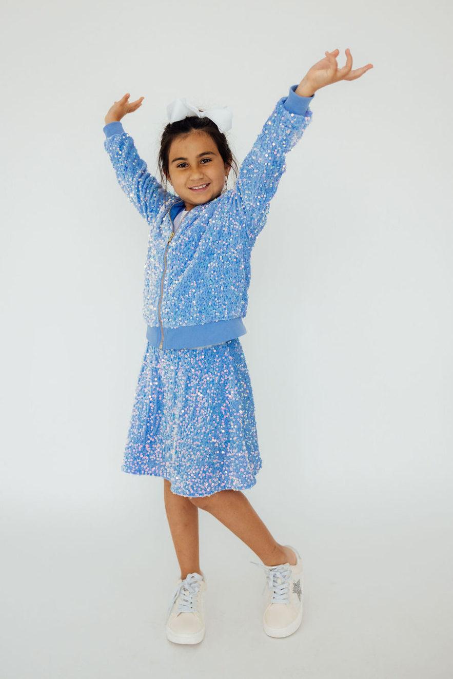 Light Blue Velvet Sequin Jacket-Mila & Rose ®