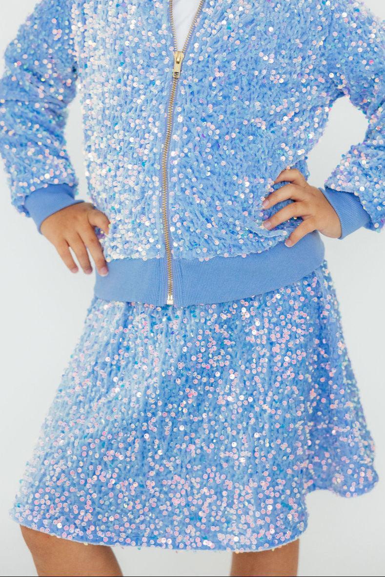 Light Blue Velvet Sequin Jacket-Mila & Rose ®