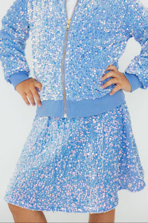Light Blue Velvet Sequin Jacket-Mila & Rose ®