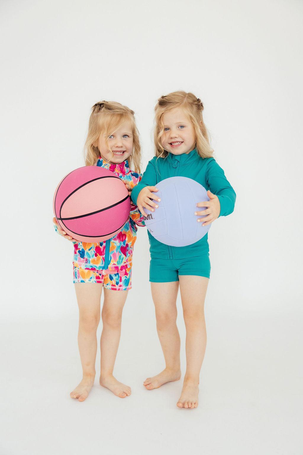 Turbo Teal Full-Zip Ruffle Active Jacket-Mila & Rose ®