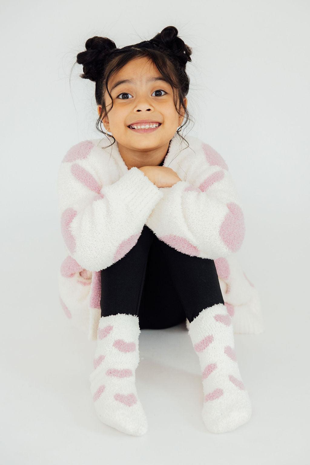 Coconut/Light Pink Heart Cozy Cardigan-Mila & Rose ®