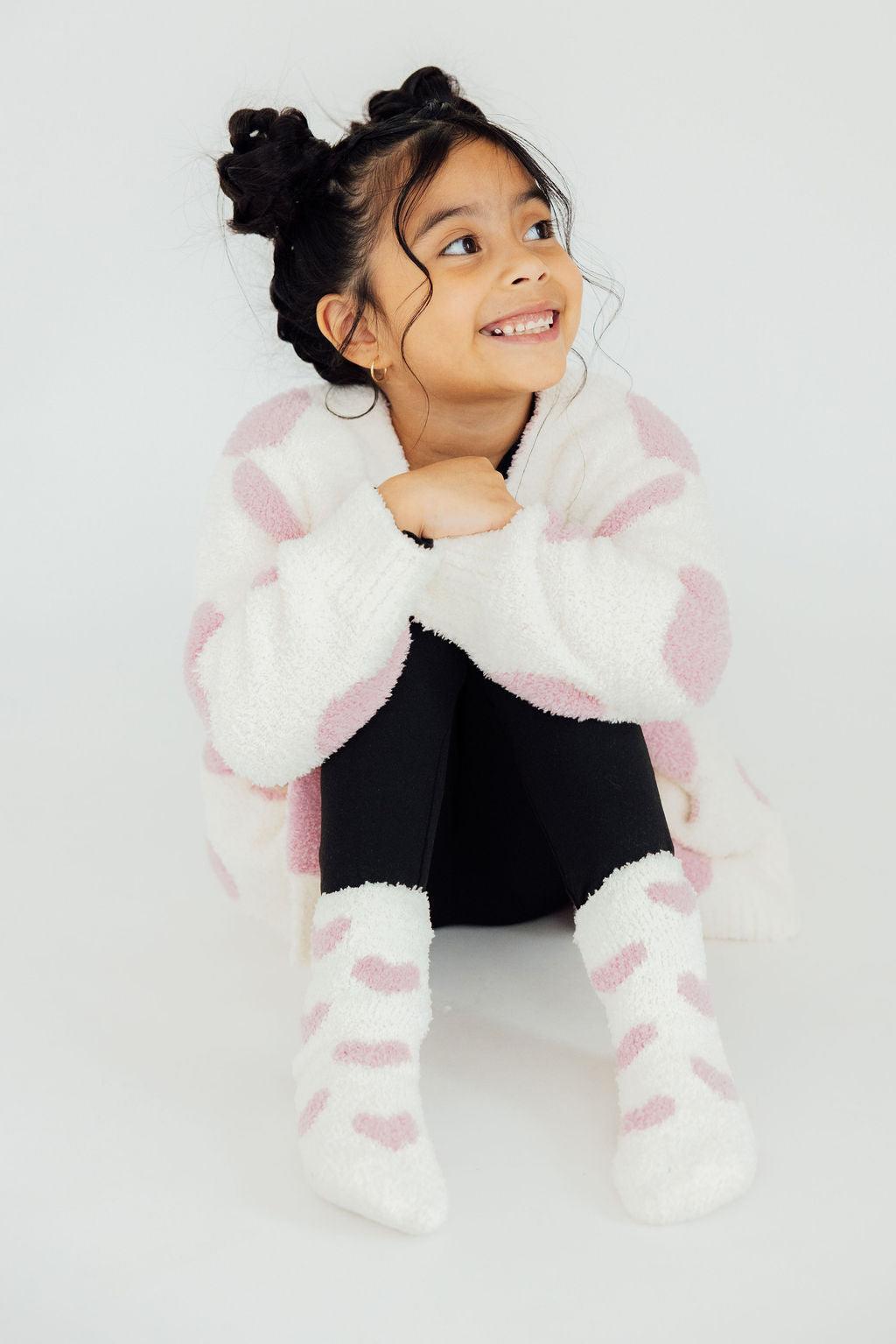 Coconut/Light Pink Heart Cozy Cardigan-Mila & Rose ®