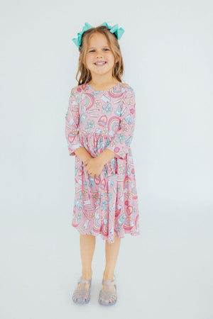 Dream Big Little One 3/4 Pocket Twirl Dress-Mila & Rose ®