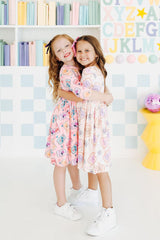 Girly Pop 3/4 Sleeve Pocket Twirl Dress-Mila & Rose ®