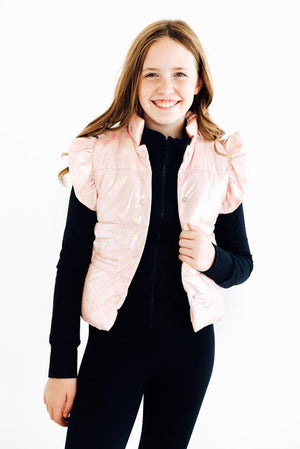 Light Pink Checker Puffer Vest-Mila & Rose ®