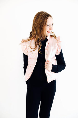 Light Pink Checker Puffer Vest-Mila & Rose ®