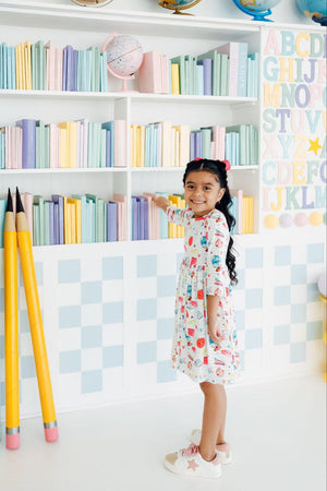 Smarty Pants 3/4 Sleeve Pocket Twirl Dress-Mila & Rose ®