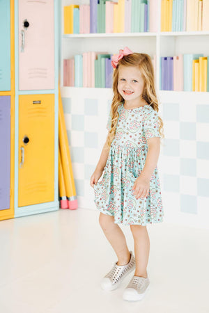 Spring Snails S/S Pocket Twirl Dress-Mila & Rose ®