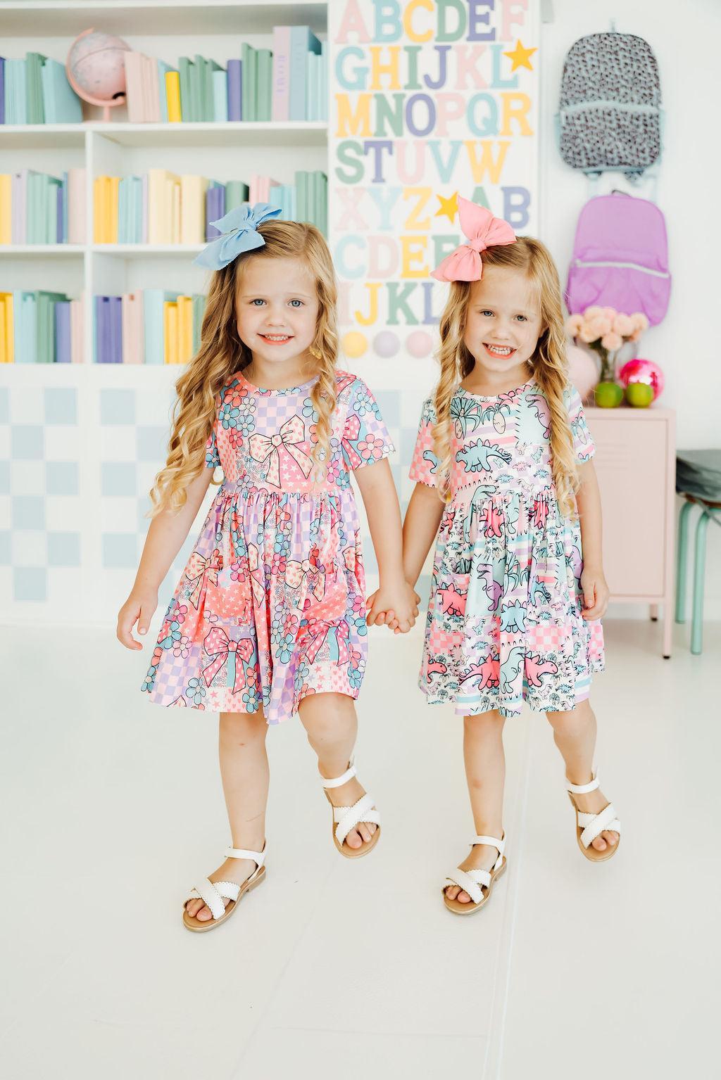 Patchwork Princess S/S Pocket Twirl Dress-Mila & Rose ®