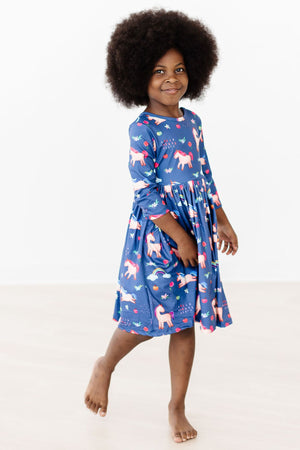 Painted Skies 3/4 Sleeve Pocket Twirl Dress-Mila & Rose ®