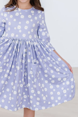 Dainty Daisies 3/4 Sleeve Pocket Twirl Dress-Mila & Rose ®