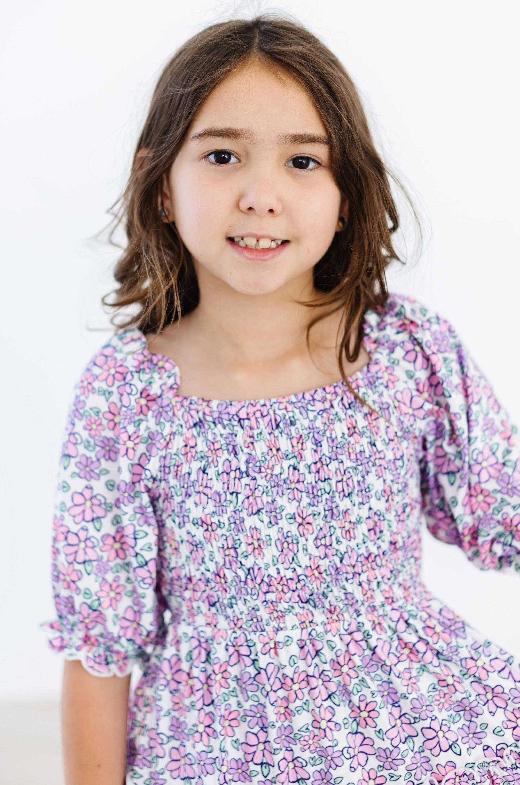 Lovely Lavender Smocked Ruffle Dress-Mila & Rose ®