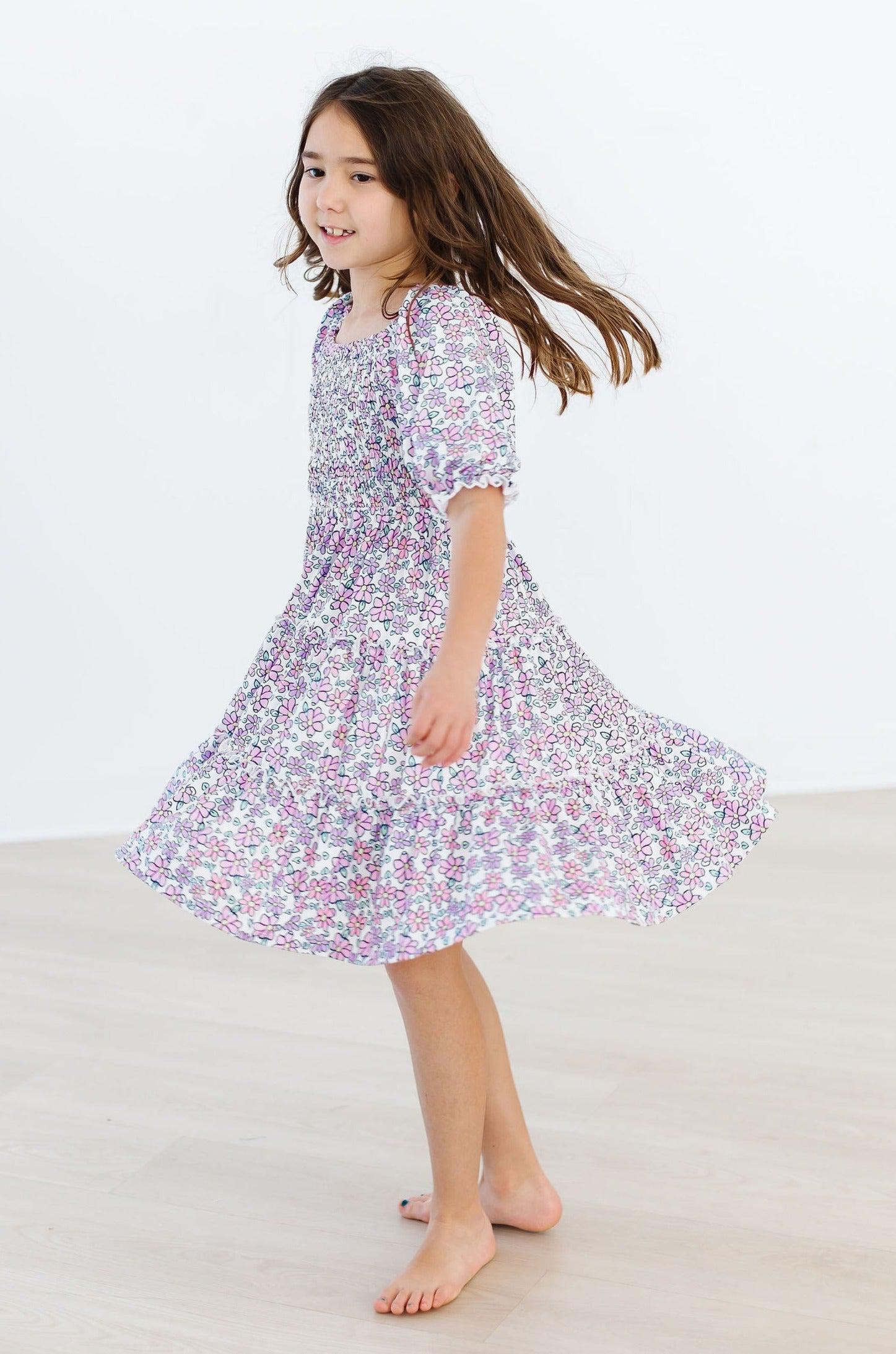 Lovely Lavender Smocked Ruffle Dress-Mila & Rose ®