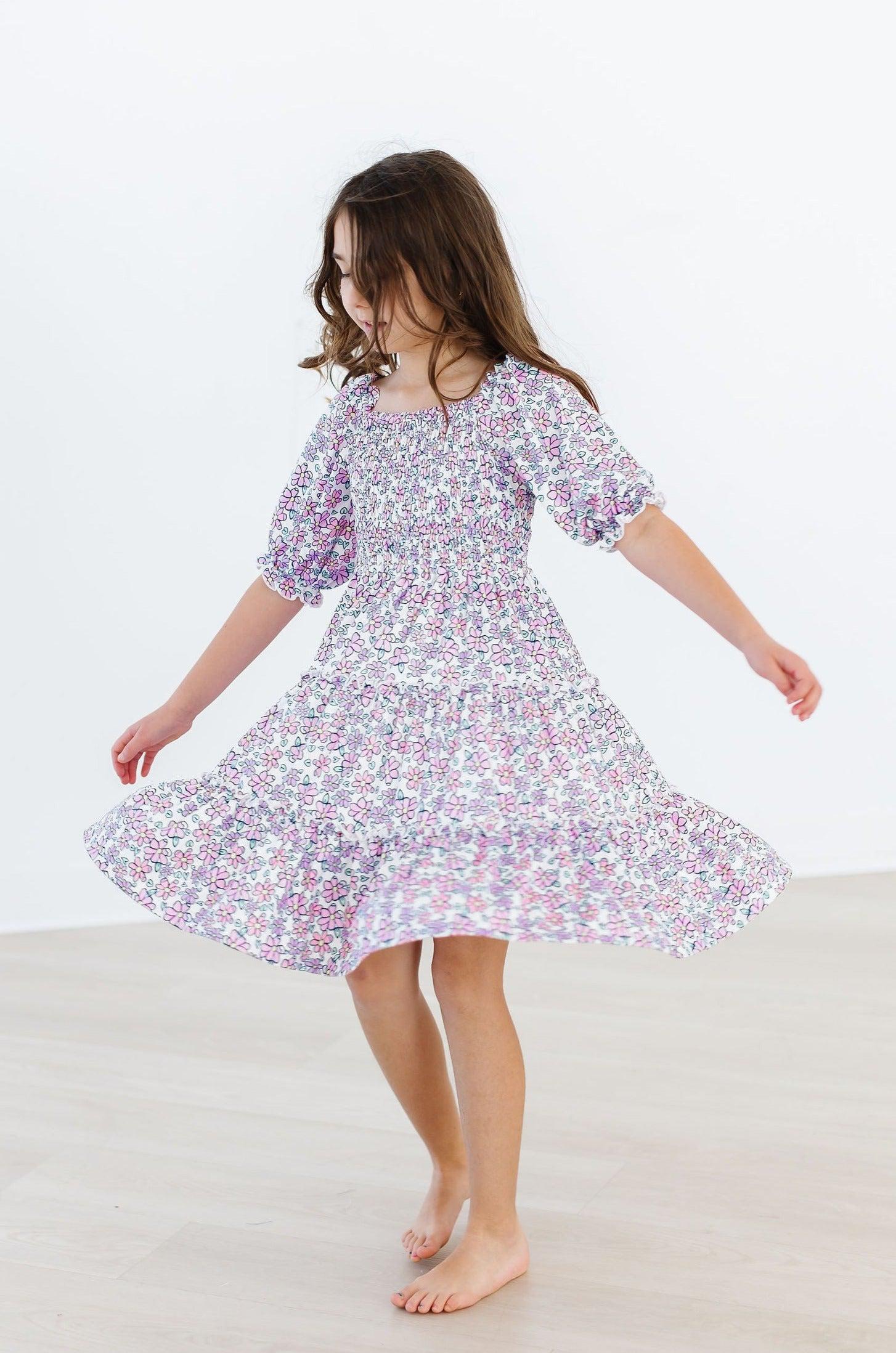 Lovely Lavender Smocked Ruffle Dress-Mila & Rose ®