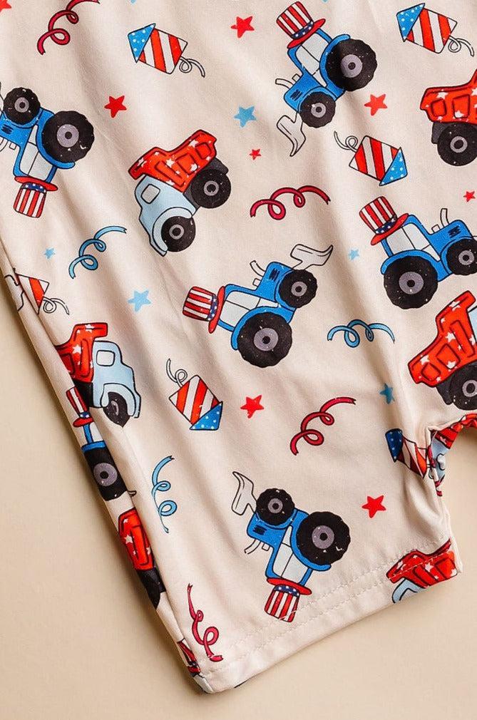 4th of July Tractor Shorty One-Piece-Mila & Rose ®