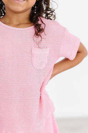 Bubblegum Pink Scrunchy Pocket Tee-Mila & Rose ®