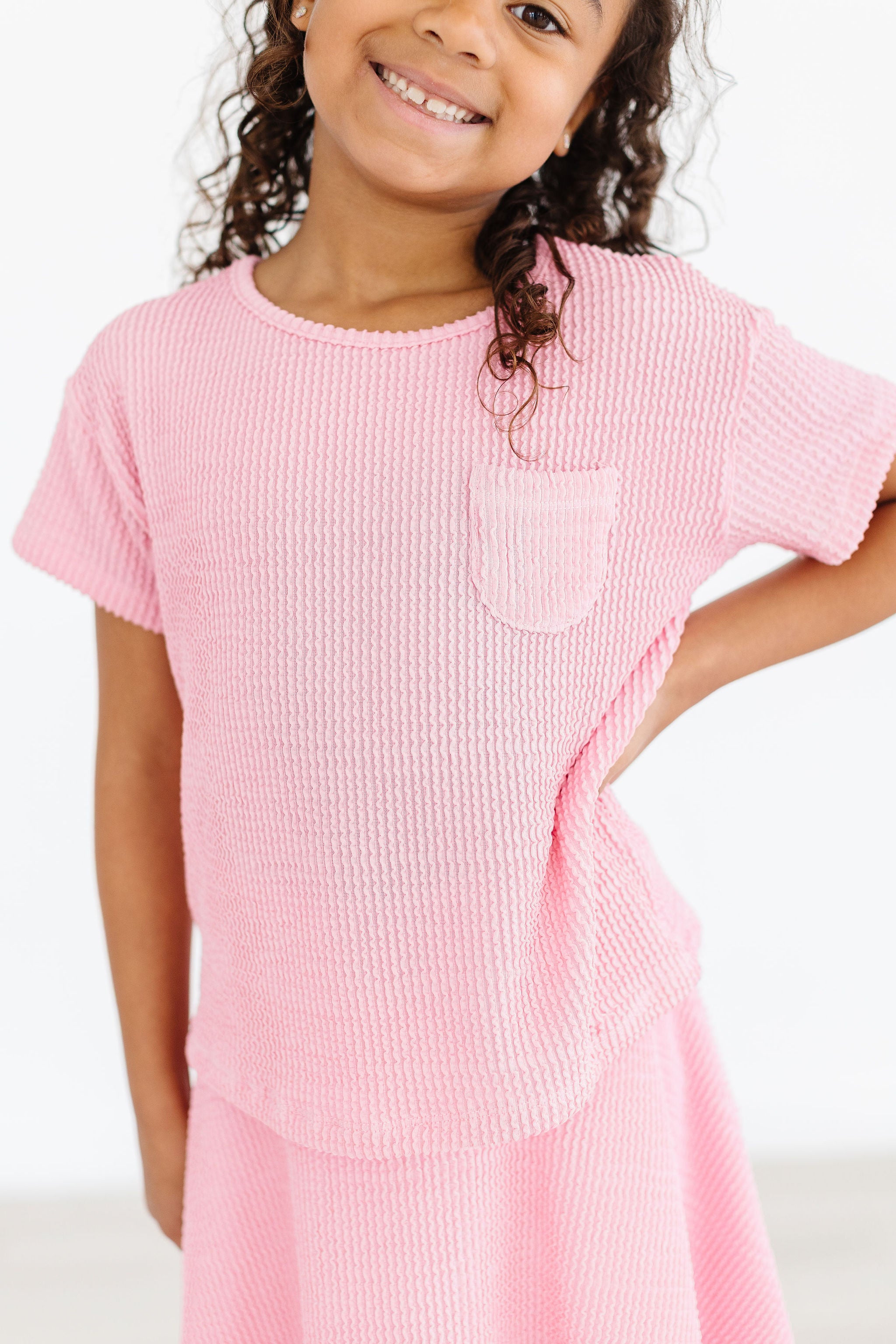 Bubblegum Pink Scrunchy Pocket Tee-Mila & Rose ®