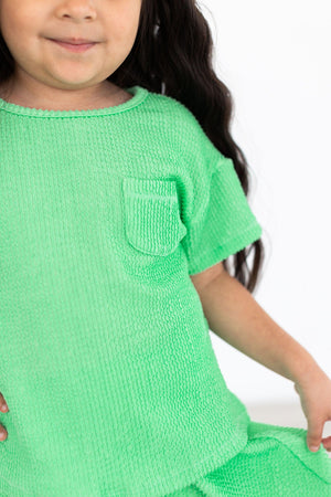 Seafoam Green Scrunchy Pocket Tee-Mila & Rose ®