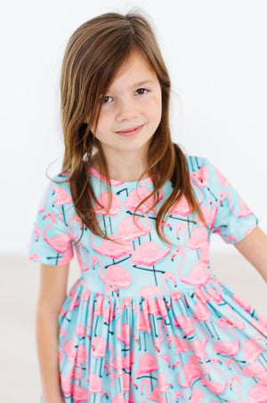 Pretty in Pink Flamingos S/S Pocket Twirl Dress-Mila & Rose ®