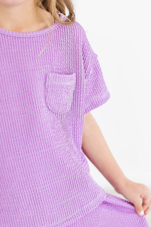 Bright Lilac Scrunchy Pocket Tee-Mila & Rose ®