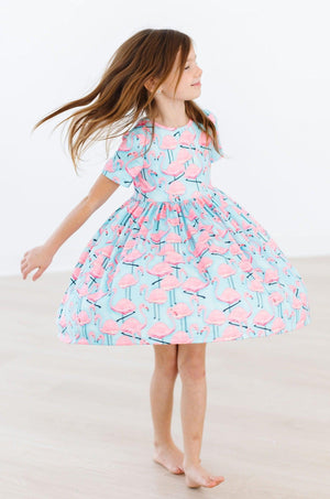 Pretty in Pink Flamingos S/S Pocket Twirl Dress-Mila & Rose ®
