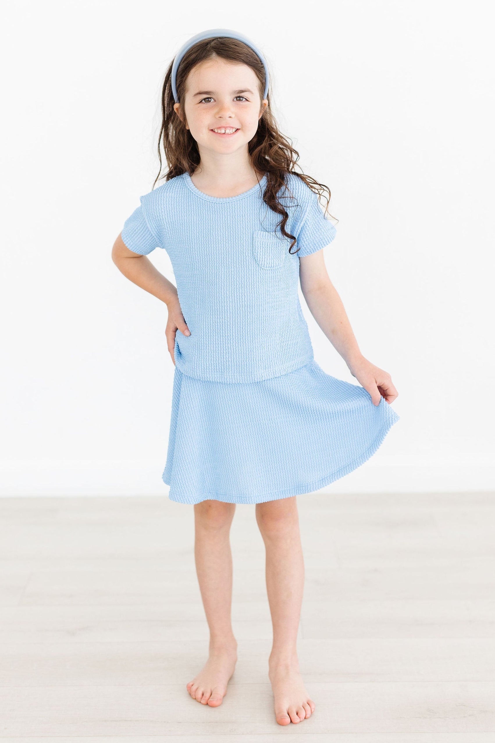 Sky Blue Scrunchy Pocket Tee-Mila & Rose ®