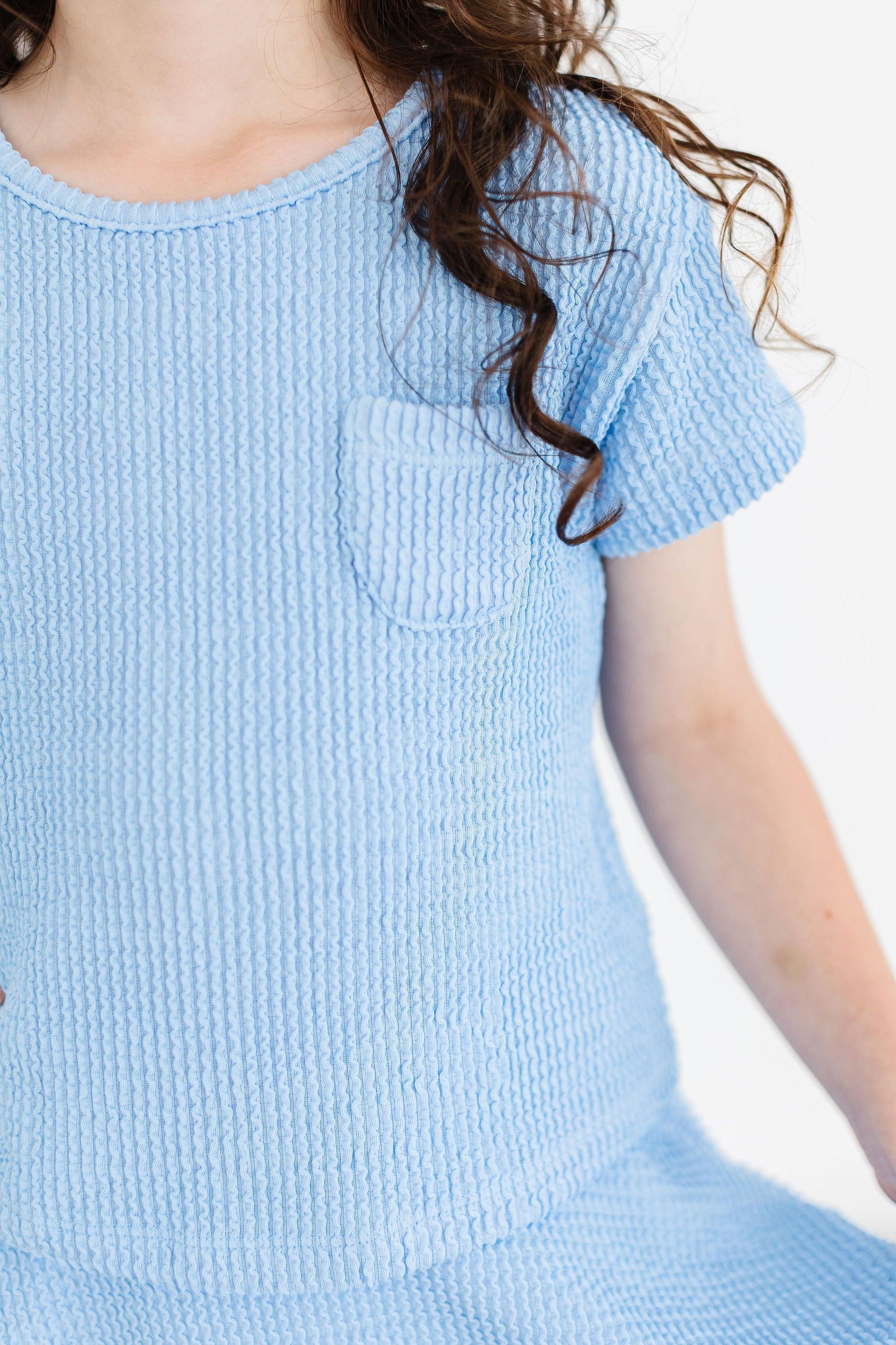 Sky Blue Scrunchy Pocket Tee-Mila & Rose ®