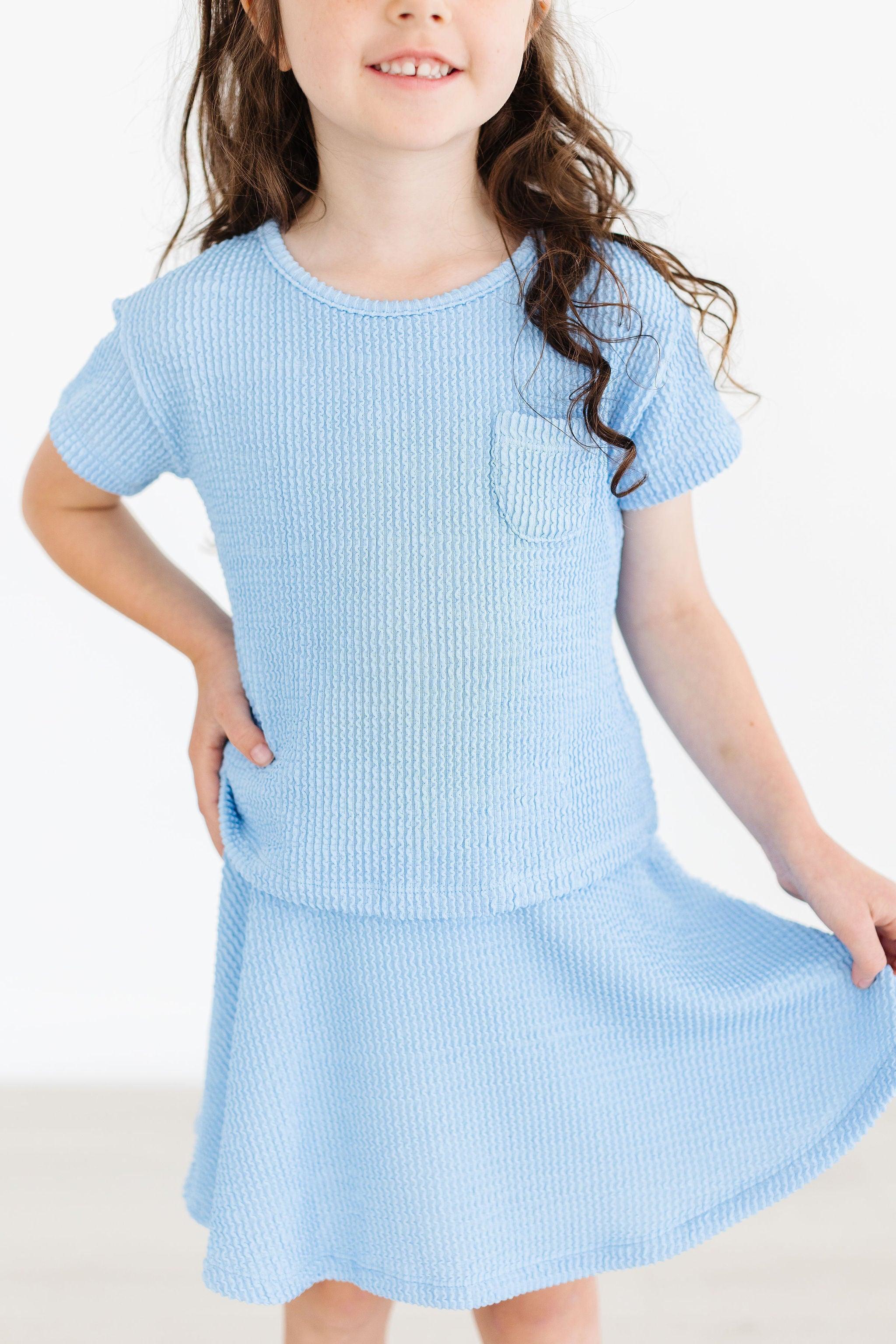 Sky Blue Scrunchy Pocket Tee-Mila & Rose ®