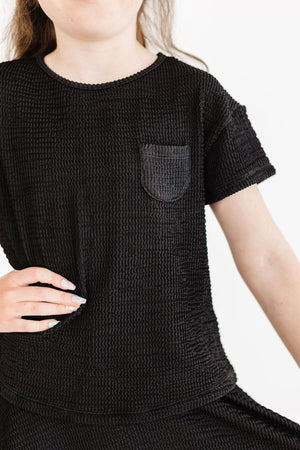 Black Scrunchy Pocket Tee-Mila & Rose ®