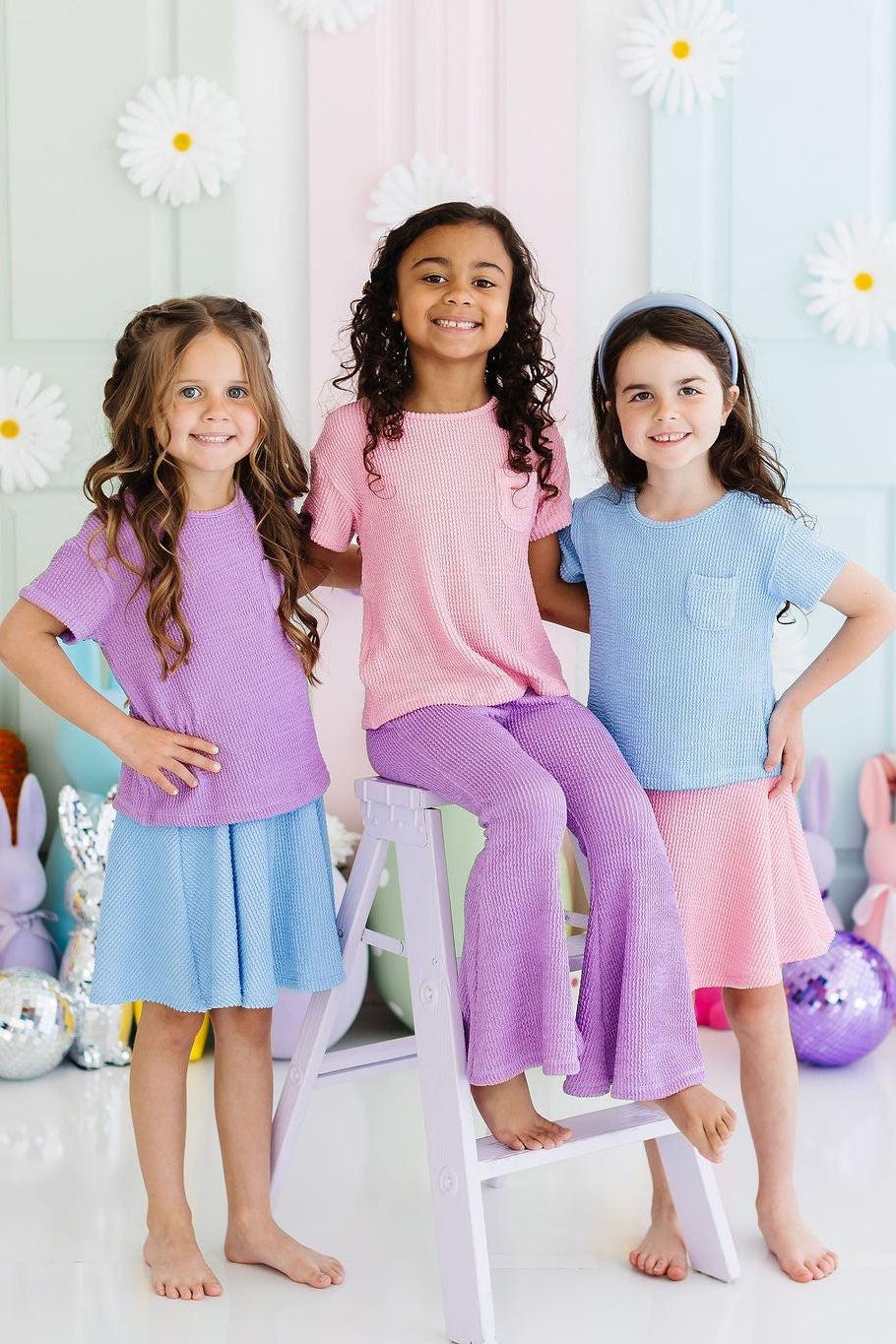 Bright Lilac Scrunchy Pocket Tee-Mila & Rose ®