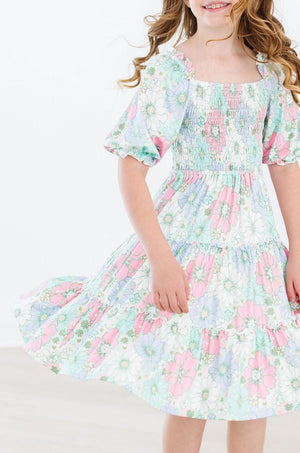 Minty Meadow Smocked Ruffle Dress-Mila & Rose ®