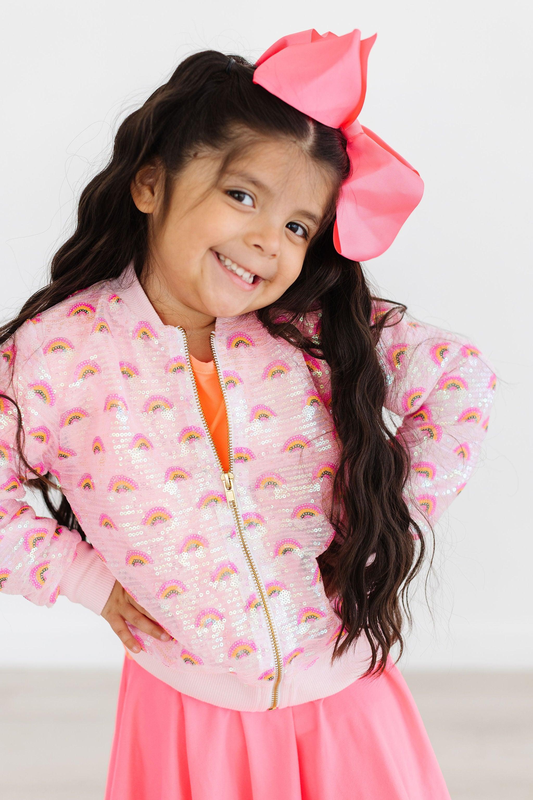 Pink Rainbow Sequin Jacket-Mila & Rose ®