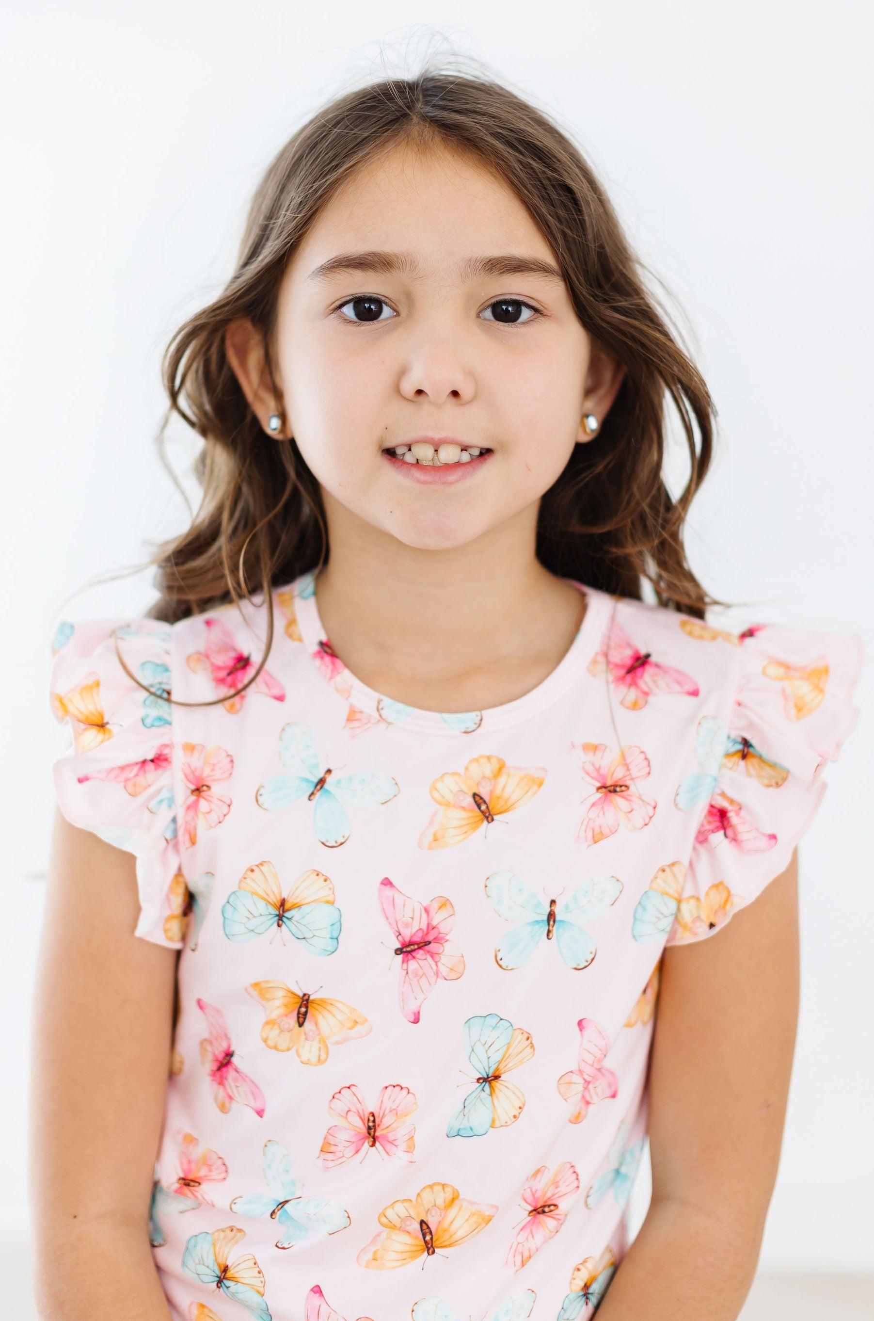 Butterfly Kisses S/S Ruffle Tee-Mila & Rose ®