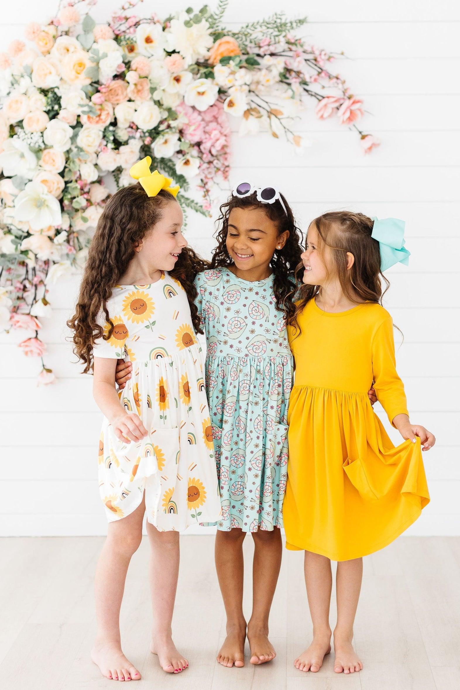 Spring Snails S/S Pocket Twirl Dress-Mila & Rose ®