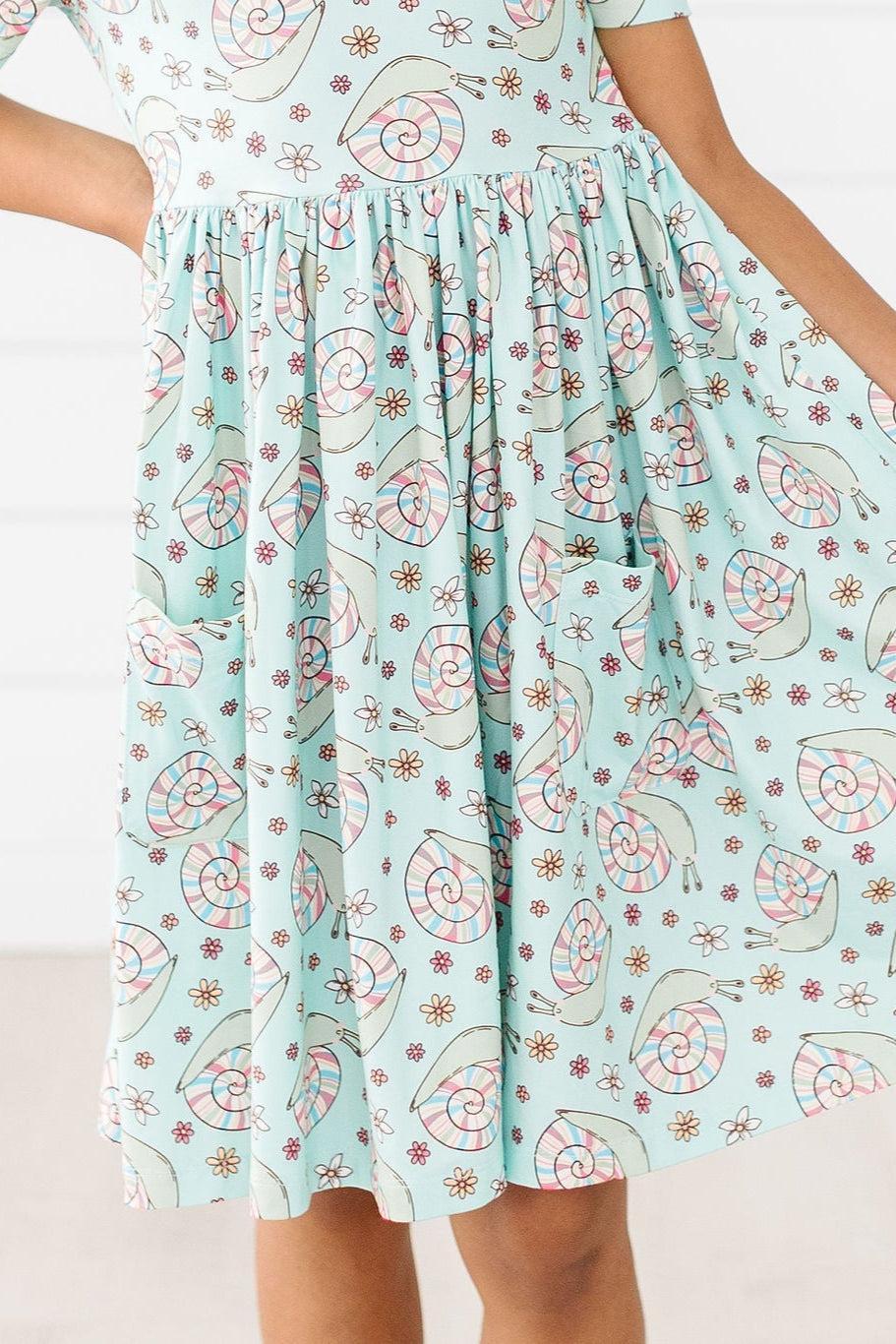 Spring Snails S/S Pocket Twirl Dress-Mila & Rose ®