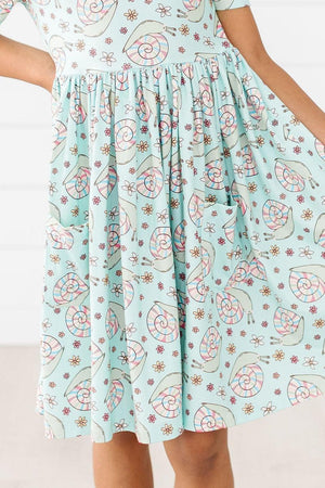 Spring Snails S/S Pocket Twirl Dress-Mila & Rose ®
