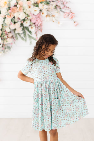 Spring Snails S/S Pocket Twirl Dress-Mila & Rose ®