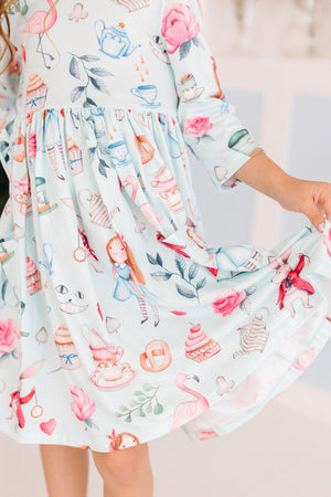 Wonderland 3/4 Sleeve Pocket Twirl Dress-Mila & Rose ®