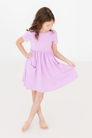 Bright Lilac S/S Pocket Twirl Dress-Mila & Rose ®