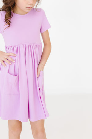Bright Lilac S/S Pocket Twirl Dress-Mila & Rose ®