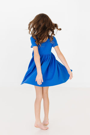 Royal Blue S/S Pocket Twirl Dress-Mila & Rose ®