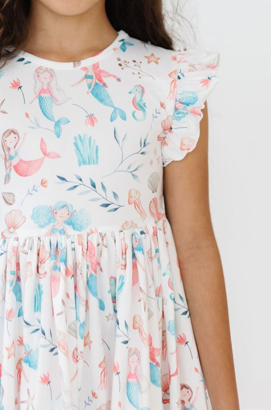 Mermaid Friends Flutter Sleeve Twirl Dress-Mila & Rose ®